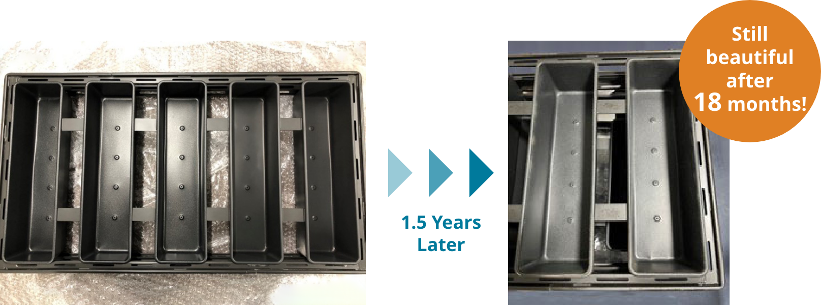 Bread Loaf Mold: Before & After with PEEK Coating