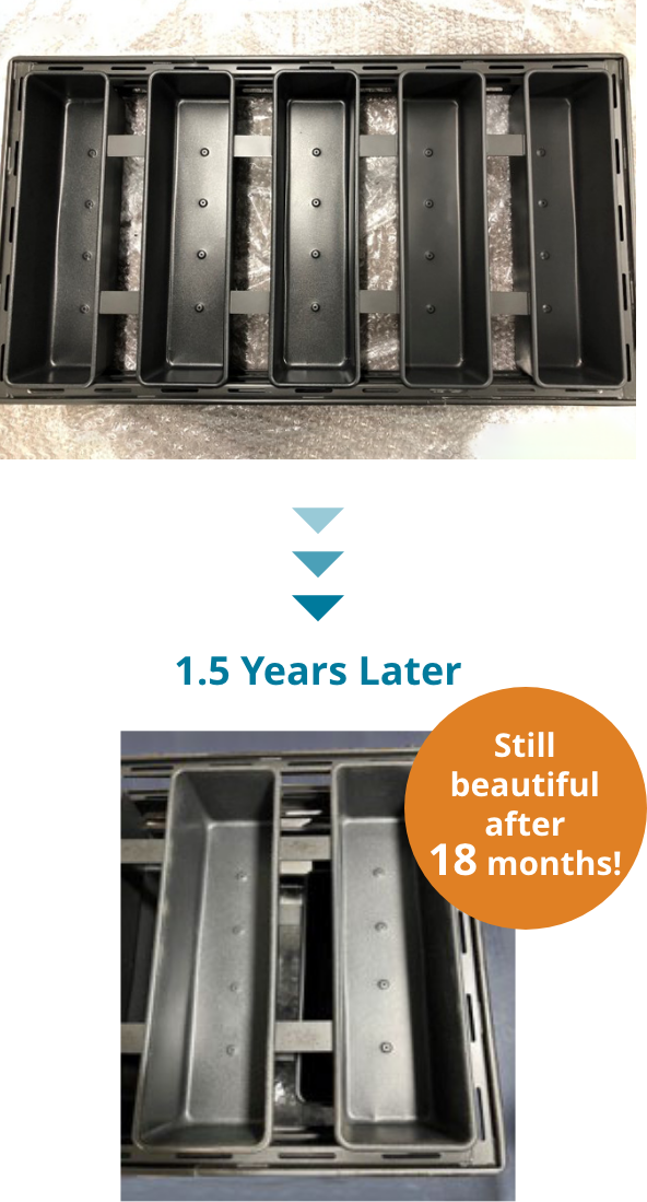 Bread Loaf Mold: Before & After with PEEK Coating